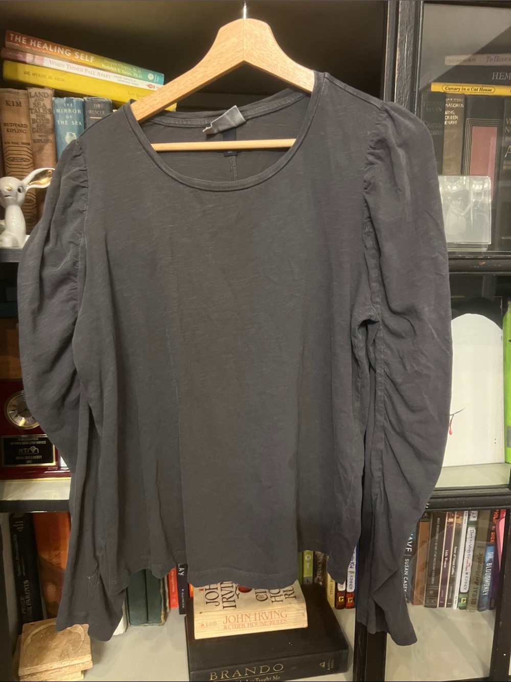 Target Universal Thread Women's Blackish Long Sleeve Ruched Shoulder Top